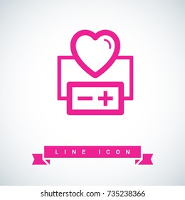 Heart stimulator line vector icon 