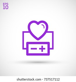 Heart stimulator line vector icon 