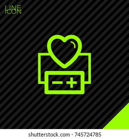 Heart stimulator line vector icon 