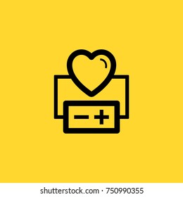 Heart stimulator line vector icon 