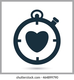 Heart stopwatch icon on the background