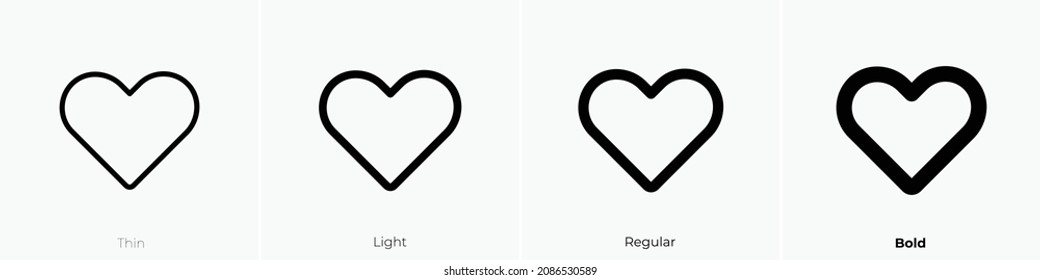 heart straight icon. Thin, Light Regular And Bold style design isolated on white background