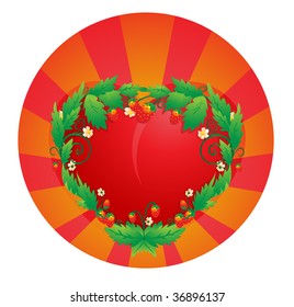 heart in strawberries, vector illustration