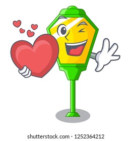 With heart street lamp post in shape cartoon