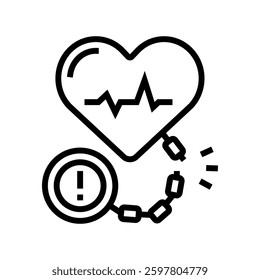 heart stress relief recovery wellness line icon vector. heart stress relief recovery wellness sign. isolated contour symbol black illustration