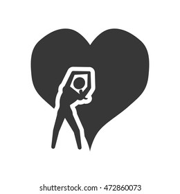 heart stretching healthy lifestyle fitness silhouette icon. Flat and Isolated design. Vector illustration