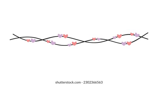 Heart String Element Decoration for valentines, women, mother day greeting invitation graphic design.