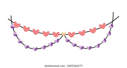 Decoración de elementos de cadena cardíaca para valentinas, mujeres, diseño gráfico de invitación de bienvenida de día materno.