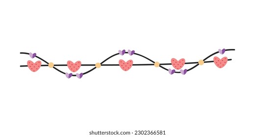 Heart String Element Decoration for valentines, women, mother day greeting invitation graphic design.