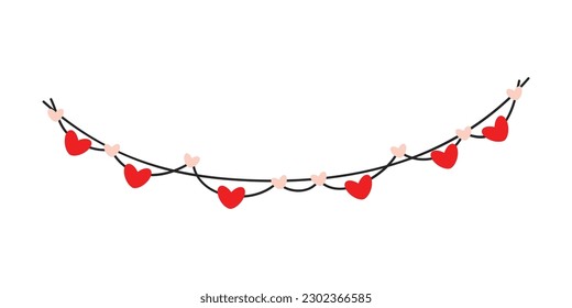 Heart String Element Decoration for valentines, women, mother day greeting invitation graphic design.