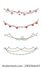 Decoración de elementos de cadena cardíaca para valentinas, mujeres, diseño gráfico de invitación de bienvenida de día materno.