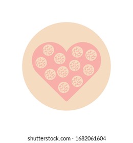 Heart with striped circles flat block style icon design of love passion romantic valentines day wedding decoration and marriage theme Vector illustration