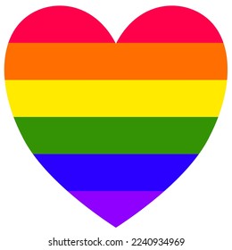 Heart of striped rainbow colours