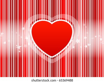 Heart with stripes red background and with star