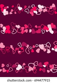 Heart stripes vector, love background illustration. Valentine's day banner. Romantic feelings, relationships concept. Heart Confetti for invitation template, romantic event design.