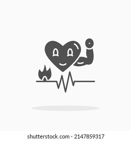 heart strong glyph icon. Can be used for digital product, presentation, print design and more.