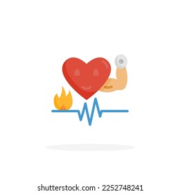 Heart Strong icon flat. Vector illustration on white background. Can used for web, app, digital product, presentation, UI and many more.
