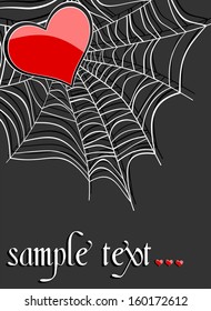 heart stucked in spider web