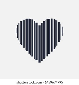 Heart in the style of the barcode. Modern design logo sign icon. Fashion print for clothes, cards, picture, poster, banner for websites. Vector illustration