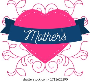 Heart Style Label for Lovely Mothers on Happy Mothers Day Vector Wishes