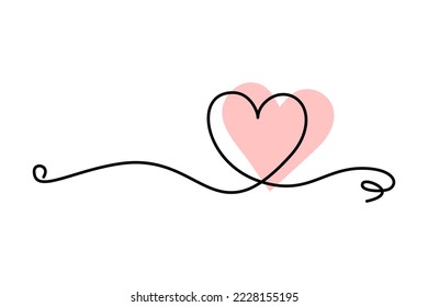 Heart in the style of line art with colored spots. vector illustration