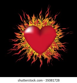 Heart in stylized fire