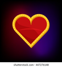 Heart suit card icon in cartoon style for any design