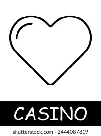 Heart suit line icon. Poker, 21, casino, money, chips, croupier, game, loss, cards, winning, luck, cheating, bets, zero. Vector line icon for business and advertising