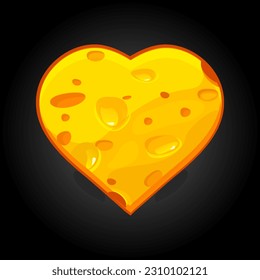 Heart Suit Symbol in cheese texture. Cartoon spades icon