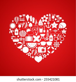 Heart with Summer icons