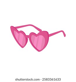 Heart Sun Glasses, Summer Flat Vector Illustration. Isolated
