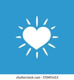 heart sun icon, on blue background