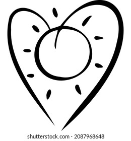 Heart with the sun inside sketch vector illustration hand draw