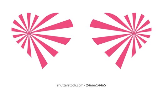 Heart With Sunburst Icon isolated on white background. Vector illustration