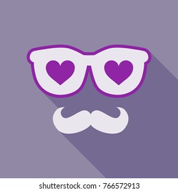 Heart Sunglasses And beard Isolated On White