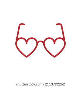 Heart Sunglasses Icon Silhouette, Flat Design.