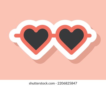 Heart sunglasses icon. Symbol of summer season and relaxation in tropical and exotic countries. Eye protection from direct sunlight. Fashion, trend and style. Cartoon flat vector illustration