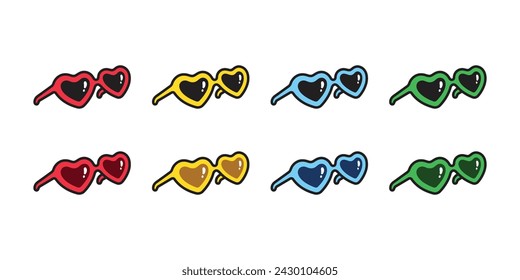 heart sunglasses icon vector fancy eyewear eyeglasses cartoon logo symbol doodle illustration clip art isolated design