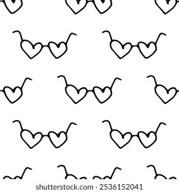 Gafas de sol del corazón Vector de garabato del patrón inconsútil sobre fondo blanco
