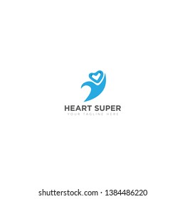 Heart Super Hero Modern Logo Designs