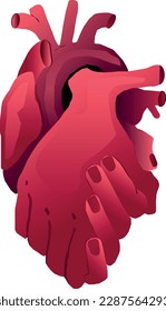 The heart support logo in handshake style