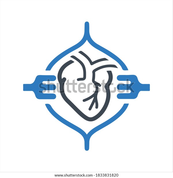 Heart surgery,\
cardiology icon, vector and\
glyph