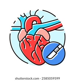 heart surgery color icon vector. heart surgery sign. isolated symbol illustration