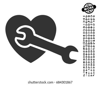 Heart Surgery icon with black bonus people pictograph collection. Heart Surgery vector illustration style is a flat gray iconic symbol for web design, app user interfaces.