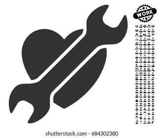 Heart Surgery icon with black bonus people pictures. Heart Surgery vector illustration style is a flat gray iconic element for web design, app user interfaces.