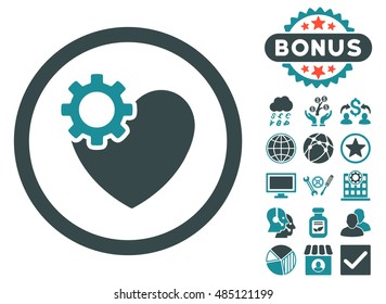Heart Surgery icon with bonus elements. Vector illustration style is flat iconic bicolor symbols, soft blue colors, white background.