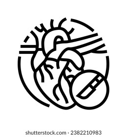 heart surgery line icon vector. heart surgery sign. isolated contour symbol black illustration