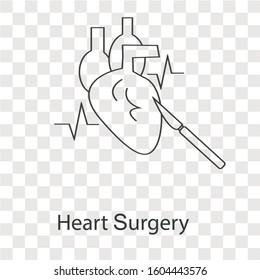 Heart surgery line on transparency background. Creative idea design. Flat vector illustration for template, brochure, web page or presentation.
