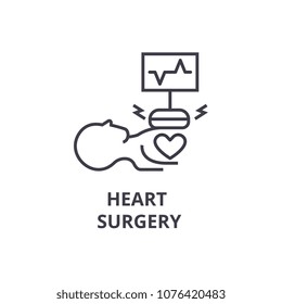 Heart Surgery Thin Line Icon, Sign, Symbol, Illustation, Linear Concept, Vector 