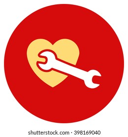 Heart Surgery vector icon. Image style is a flat light icon symbol on a round red button